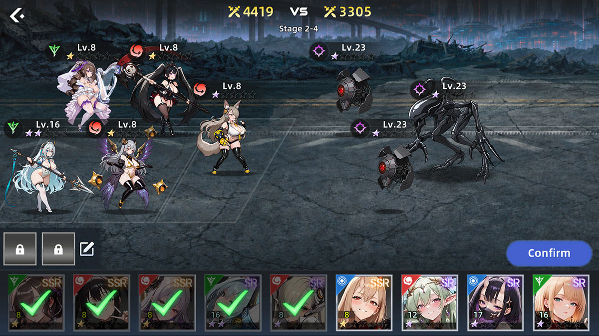 Team formation screen before a Campaign battle